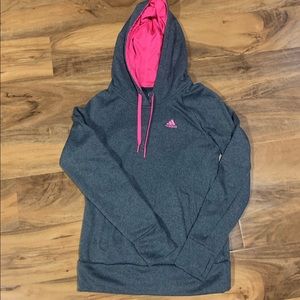 WOMEN’S GRAY & PINK ADIDAS ULTIMATE HOODIE XS